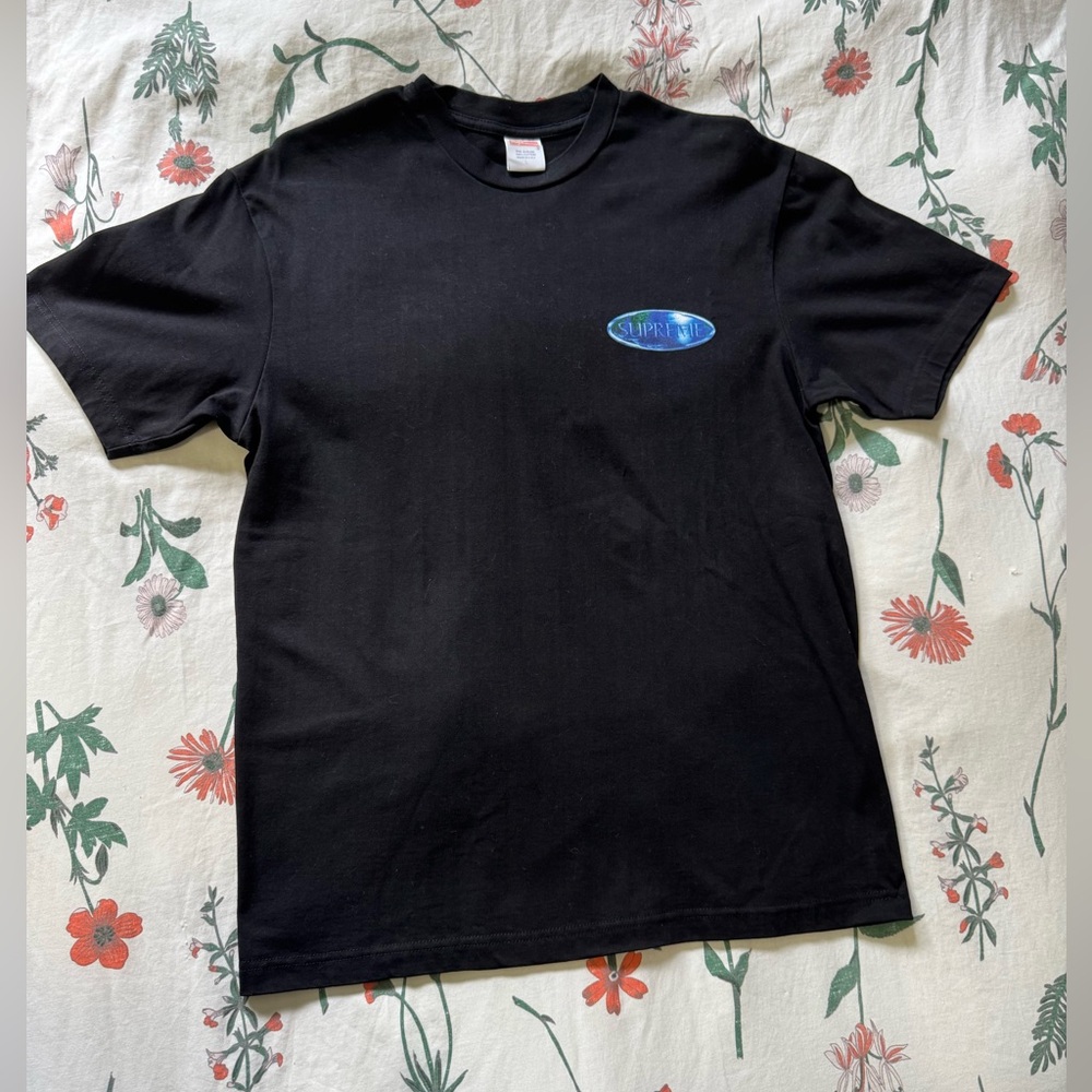 Supreme Black Tee with Ocean Blue Logo - Picture 3 of 13